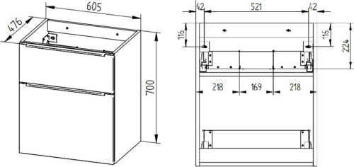 Mereo Mailo, koupelnová skříňka 61 cm, chrom madlo, Multidecor, Arktická šedá CN590SARS1