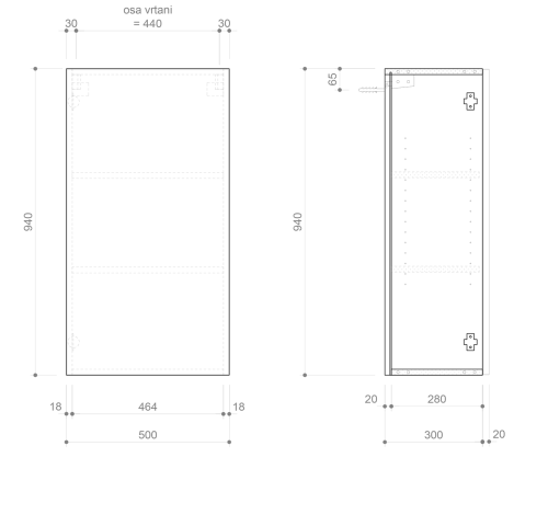 Sapho ESPACE skříňka 50x94x32cm, 1x dvířka, levá/pravá, dub alabama ESC850-2222