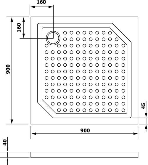 Gelco ANETA90 sprchová vanička z litého mramoru, čtverec 90x90cm, bílá GA009