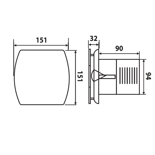 Sapho LEX koupelnový ventilátor axiální s časovačem, 15W, potrubí 100mm, bílá LX102