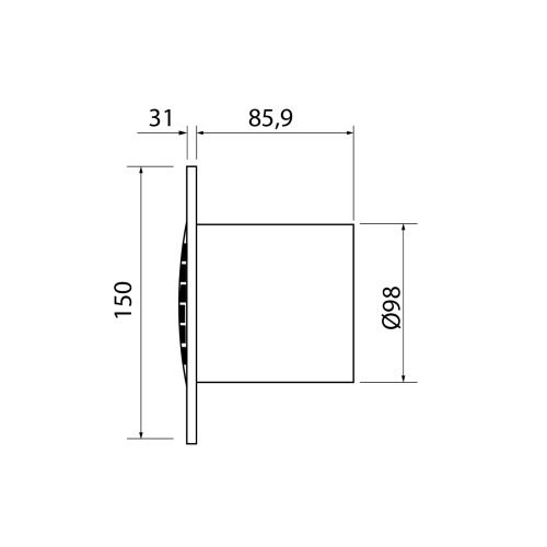 Cata B-10 PLUS koupelnový ventilátor, 15W, potrubí 100mm, bílá 00981001