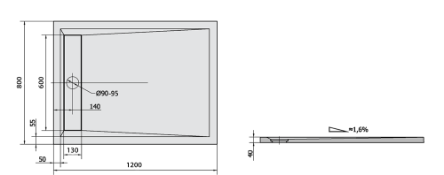 Polysan VARESA sprchová vanička z litého mramoru se záklopem, obdélník 120x80cm, bílá 71604