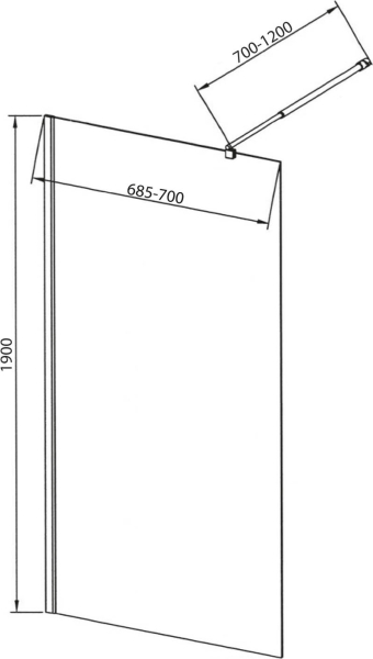 Aqualine WALK-IN zástěna jednodílná k instalaci na zeď, 700x1900 mm, sklo čiré WI071