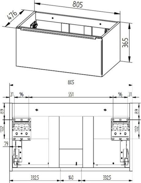 Mereo Mailo, koupelnová skříňka 81cm, bílá, chrom madlo CN516S