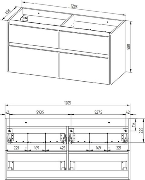 Mereo Opto, koupelnová skříňka s keramickým umyvadlem 121 cm, dub Riviera CN923