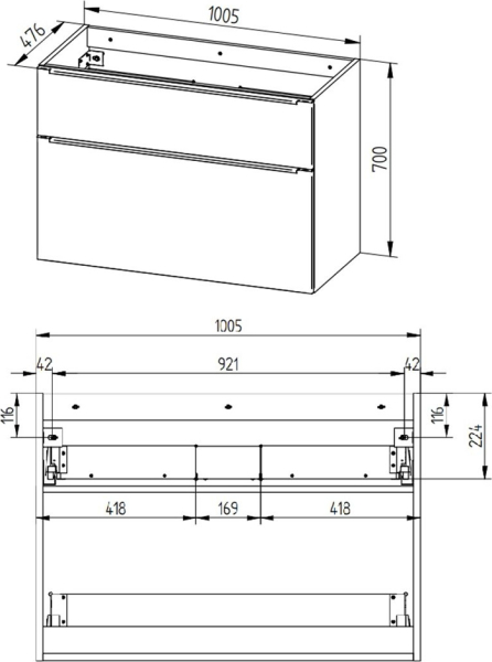 Mereo Mailo, koupelnová skříňka 101 cm, černé madlo, Multidecor, Ořech Pacifik tabákový CN592SBOPT2