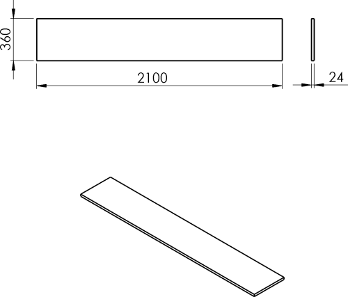 Sapho PLATO deska Rockstone 2100x24x360mm, bílá mat PL216-0101