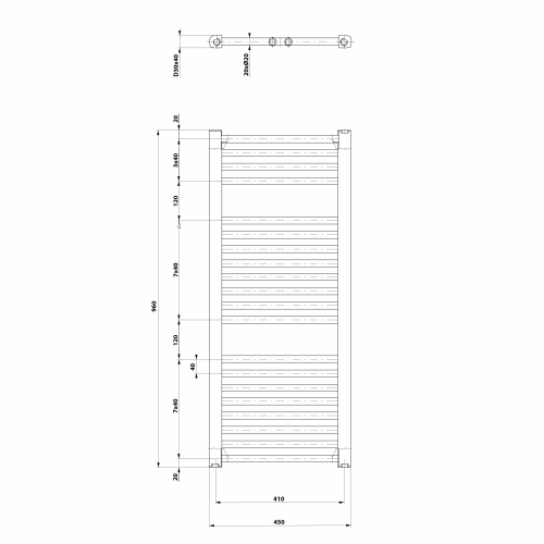 Aqualine DIRECT otopné těleso s bočním připojením 450x960 mm, bílá ILR94T