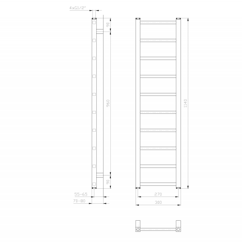 Sapho METRO LIGHT otopné těleso 300x1140 mm, bílá IR444T