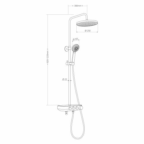 Aqualine FARRAO sprchový sloup s baterií a napouštěním, chrom SL450