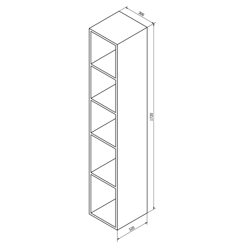 Sapho ESPACE otevřená policová skříňka 30x172x32cm, borovice rustik ESC160-1616