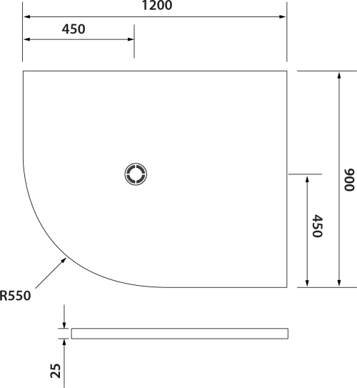 Polysan FLEXIA vanička z litého mramoru čtvrtkruh, s možností úpravy rozměru, 120x90cm, R550, pravá 91391