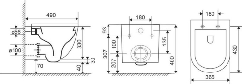 Mereo WC závěsné kapotované, RIMLESS, 490x370x360, keramické, vč. sedátka CSS115SN VSD82S2