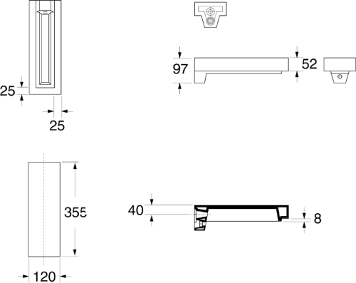 Kerasan INKA odkladná keramická deska 12x35, 5cm, voda 341534