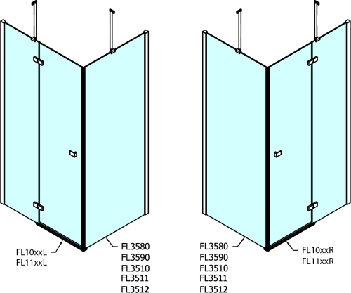 Polysan FORTIS obdélníkový sprchový kout 900x1200 mm, L varianta FL1090LFL3512