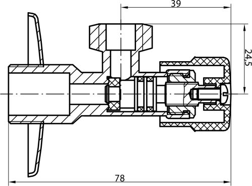 Aqualine MULTITURN rohový ventil 1/2"x3/8", pár, chrom 5316