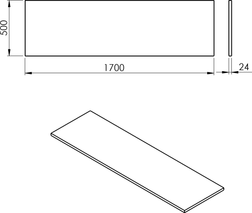 Sapho PLATO deska Rockstone 1700x24x500mm, bílá mat PL170-0101