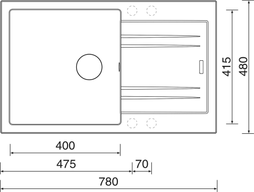 Granitový dřez Sinks LINEA 780 Granblack + Polo GR G4130