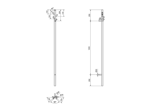 Sapho PASADOR elektrický sušák ručníků, kulatý, 150x1500 mm, 30 W, černá mat ER175BV