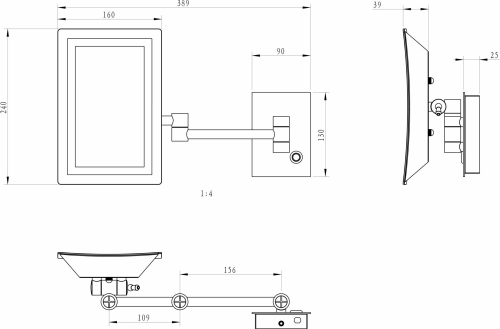 Sapho Kosmetické zrcátko závěsné LED, 160x240mm, chrom MW834